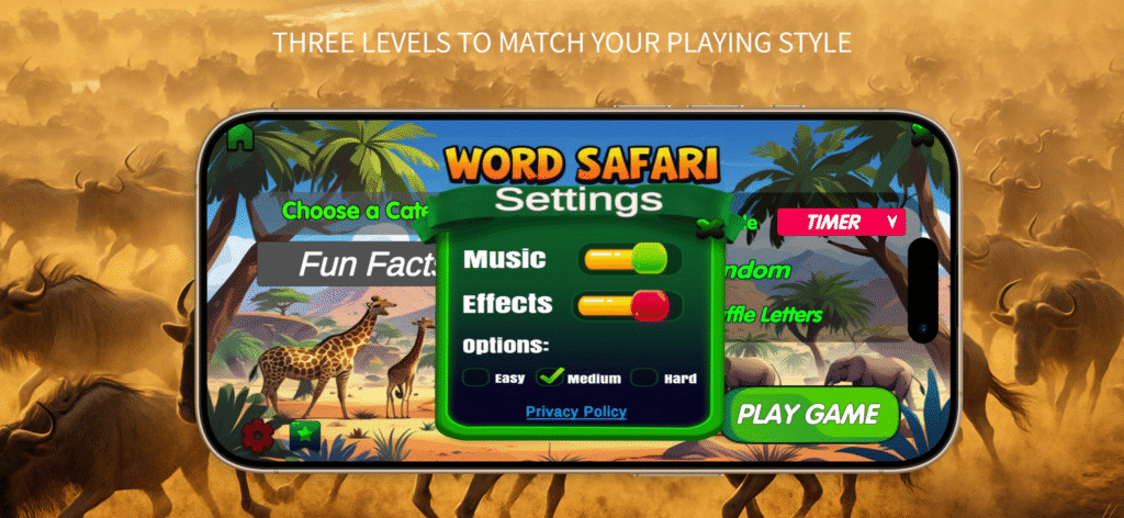Word Safari Game Settings